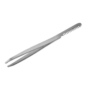 Pince à épiler professionnelle personnalisée, faite à la main, en acier inoxydable, 100 mm, inclinée, écologique, durable, légère, tendance et moderne - Product Image 4