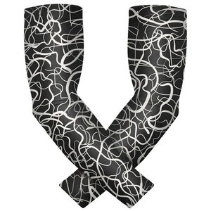 Manchon de compression pour cyclisme avec motif imprimé noir, protection anti-UV, pour adultes, unisexe, pour le sport - Product Image 4