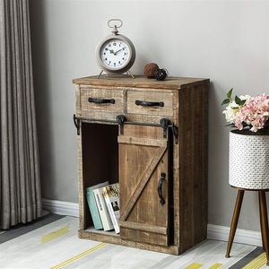 Classico stile Country americano singolo fienile porta Vintage in legno soggiorno armadi con 2 cassetti modello XH - Product Image 2