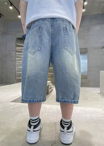Shorts en jean droits pour garçons, pantalons décontractés d'été pour enfants, pantalons larges jusqu'aux genoux, shorts en jean pour adolescents, vêtements pour enfants - Product Image 6