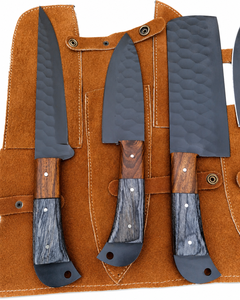 Ensemble de couteaux de chef en acier carbone forgé à la main, 5 pièces, manche en résine, moderne, pour droitier, étui en cuir, finition haute brillance, fait main sur mesure - Product Image 5