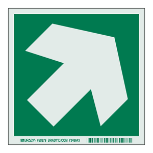 Señalización de Flecha Diagonal Luminosa BradyGlo de 6x6 Pulgadas, Tablero de Orientación de Rutas de Emergencia - Product Image 1