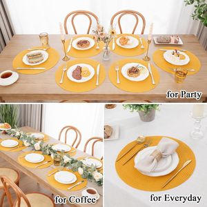 Set di 6 tovagliette antiscivolo intrecciate da 15 pollici, lavabili, in cotone e poliestere, resistenti al calore, per la cucina. - Product Image 5