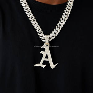 Pendentif Lettre Initiale Moissanite VVS Effet Givré Plaqué Rhodium Breloques Personnalisables Hommes Femmes Bijoux en Argent Sterling 925 - Product Image 5