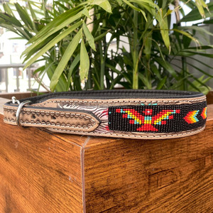 Fabricant OEM ODM Collier pour animaux de compagnie en cuir perlé personnalisé usiné à la main en cuir véritable Colliers de dressage réglables et résistants pour chiens - Product Image 3