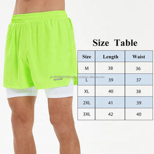 Vente en gros de shorts de course à taille élastique à double couche avec poche pour hommes, séchage rapide, nylon spandex, décontracté, imprimé, taille adulte solide - Product Image 5