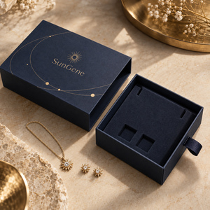 Boîte à tiroir coulissant SunGene Navy Atelier, emballage personnalisé pour bijoux fins - Product Image 4