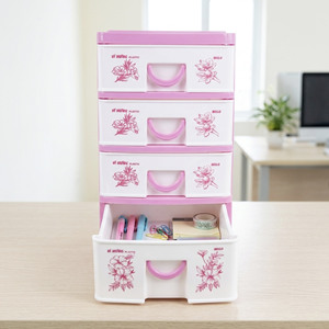 Virgin PP 4-<b>Drawer</b> Foldable Multi-Purpose Plastic Storage Box Stackable <b>Office</b> Organizer Modern Standing <b>Drawer</b> <b>Unit</b> Kitchen - Product Image 6