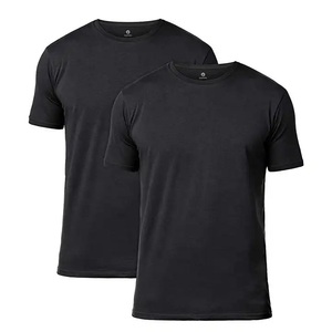 Camiseta de Manga Corta para Hombre, Corte Ajustado, Color Negro, Tejido de Punto, Cuello Redondo, Estilo Casual, Color Sólido - Product Image 4