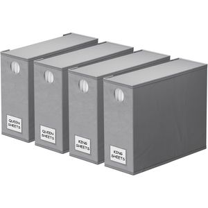 Lot de 4 organiseurs de draps pliables Queen XL, organiseur de draps XL pour fenêtre, rangement pour armoire à linge et vêtements - Product Image 1