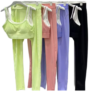 Ensemble 2 pièces de leggings de yoga OLA Style pour femme, écologiques, respirants, imprimés, color block, taille élastique, en nylon/coton - Product Image 5