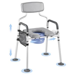 Sedia Comoda da Comodino 4-in-1 Portatile con Capacità di 227 kg, Sedile Rialzato per WC, Schienale Leggero Imbottito Rimovibile - Product Image 5