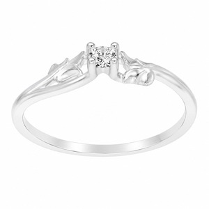 Anillo de compromiso de plata 925 con diseño romántico de planta y diamantes con engaste de puntas para mujer - Product Image 5