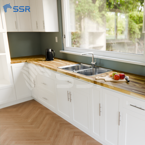 Mueble base en forma de L SSR con almacenamiento Lazy Susan para cocina, diseño moderno, puerta pintada en gris, estructura de aglomerado. - Product Image 4