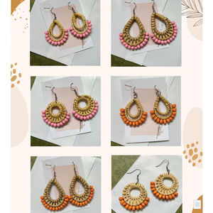 Pendientes de Ratán Natural TUYET DUNG, Hechos a Mano, Arte Folclórico y Estilo Boho Clásico, Joyería Ligera Tejida para Bodas, Hechos en Vietnam - Product Image 2