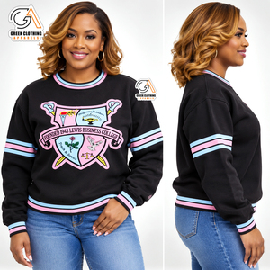 Gamma Phi Delta Sorority Women's Gray 100% Cotton Fleece Eco-Friendly Quick Dry Breathable Pullover Crew Neck <b>Long</b> <b>Sweatshirt</b> - Product Image 3