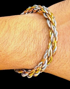 กำไลข้อมือทองเหลืองทองแดงและเหล็กถักแบบมีแม่เหล็ก - กำไลข้อมือแบบเกลียวแม่เหล็ก 3 โลหะ - Product Image 3
