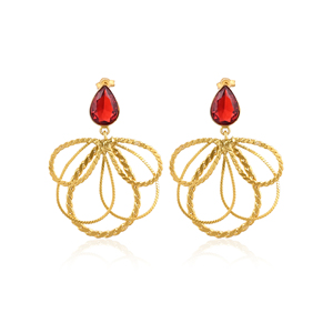 <b>Red</b> Hydro Gemstone Brass <b>Earrings</b> Gold Plated Handmade Jewelry for Women Wholesale Lot 10 Pairs - Product Image 1