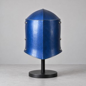 Casco de Caballero Medieval Azul, Plateado, de Acero Suave, con Relieve 3D, Cruzado Templario, para Cosplay, Armadura Gótica - Product Image 2