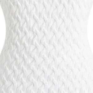 Women White Textured Midi <b>Dress</b> Short Sleeve Crew Neck Slim Fit Elegant Casual Bodycon Knit <b>Dress</b> for Summer Party Office - Product Image 4