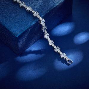 Moissanite Radiant Cut Tennis Bracelet Alternating Shape Sparkling Party <b>Gift</b> Unisex GRA Certified Hip hop Moissanite Jewelry - Product Image 4