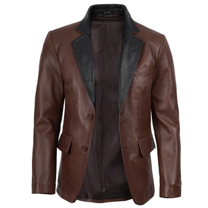 Chaqueta de Motocicleta 5KINGZ SPORTS de Cuero Genuino, Resistente al Viento, para Invierno, con Cuello Camisero, Color Negro Intenso, Estilo Urbano - Product Image 1