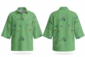 Camisas de Vestir con Estampado Familiar Personalizado, Diseño a Mano, Estilo de Dibujos Animados, Negras, Casuales, Holgadas, Largas, para Hombre, MOQ Bajo, OEM, ODM - Product Image 4