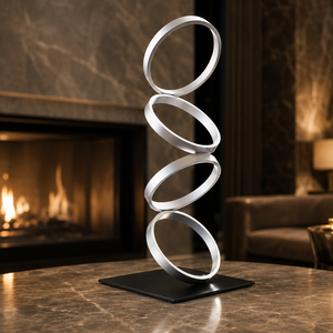Escultura Moderna de Anillo de Plata, Decoración de Mesa, Centro de Mesa LED con Forma de Lazo, Decoración de Metal para el Hogar, Hotel, Interior, Pieza Decorativa de Lujo - Product Image 3
