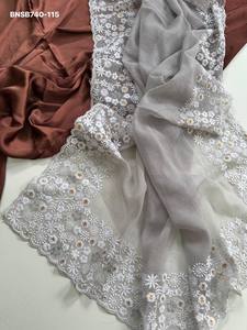 Sari de Chiffon Georgette Elegante y Moderno con Bordado y Detalles de Diamantes, Moda Femenina a Precio de Mayoreo - Product Image 4