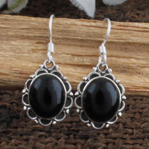 ต่างหูหยดน้ำออนิกซ์สีดำธรรมชาติ เงินแท้ 925 เครื่องประดับงานแต่งงานสุดหรูสำหรับผู้หญิง - Product Image 5