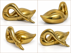 Escultura de Cisne de Latón Hecha a Mano, Figura de Pájaro con Cuello Curvo Elegante, Estatua Decorativa de Aves Acuáticas de Metal, Adorno de Lujo para Mesa de Hogar u Oficina - Product Image 3