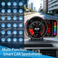 HUD OBD2 Universal 2026 con Pantalla LCD Panorámica de 4.33 Pulgadas, Velocímetro Digital P28, GPS, Presión del Turbo, Consumo de Combustible, 1 Año de Garantía