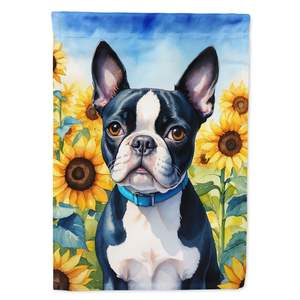 Boston Terrier Tournesols Jardin Drapeau Multicolore Décoratif Yard & Lawn Sign pour Patio Illustration pour Lits De Fleurs et Boîtes Aux Lettres - Product Image 1