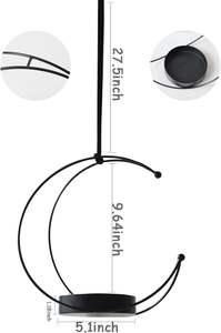 Suspension de jardinière en métal pour décoration intérieure, fenêtre, salon, balcon, support pour plantes, finition noire, style design moderne - Product Image 2