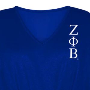 Poncho Zeta Phi Beta para Mujer, Azul Rey, Cuello en V, Capa con Cinturón, Bordado, Estilo Griego, Túnica Elegante e Informal - Product Image 3