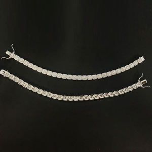 Classic 925 <b>Silver</b> Diamond Tennis Bracelet Round Brilliant Cut Prong Setting Geometric Link Unisex Everyday Wear Jewelry - Product Image 1