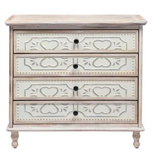 FCH Wide Storage 4-Drawer Iron Sheet Dresser Carved Washed White for Bedroom Living Room Home Entryway - Product Image 5