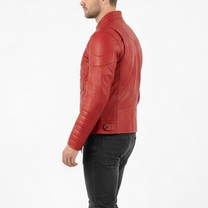 Veste de moto élégante, confortable, respirante, de haute qualité, pour hommes, en cuir résistant, avec rembourrage de sécurité - Product Image 3
