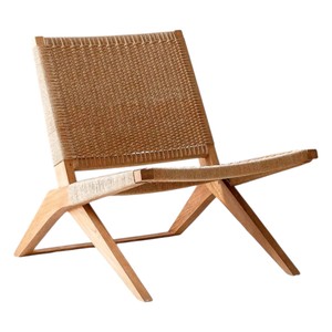 Sillón Moderno y Resistente de Madera de Teca Sólida con Tejido de Cordón Natural, Sillón Decorativo Tejido a Mano para Jardín, Hotel, Villa - Product Image 4