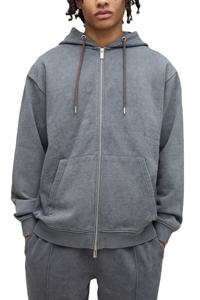 Sudadera con Capucha y Cremallera Extra Grande, Lavada al Ácido, con Hombros Caídos, de Algodón 100%, con Diseño de Logotipo Personalizado - Product Image 3