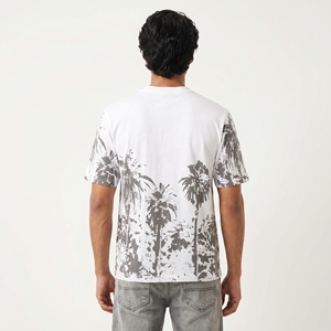 Camiseta de Hombre con Estampado de Palmeras, Blanca, Informal, Veraniega, Gráfica, de Manga Corta, de Algodón, para Vacaciones en la Playa, Moda Urbana - Product Image 2
