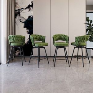 Set di 4 Sgabelli da Bar in Camoscio Intrecciato da 26 Pollici, Sedie da Cucina Girevoli a 360° con Gambe Nere, Senza Funzioni Regolabili - Product Image 1