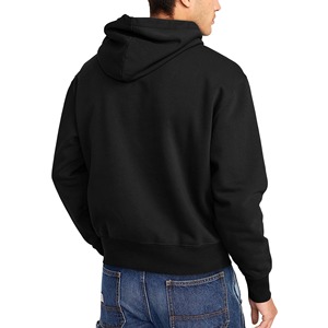 <b>Men's</b> <b>Black</b> Hooded Fleece Sweatshirt Regular Fit Casual Autumn Wear Solid Color Cotton Fleece <b>Hoodie</b> For <b>Man</b> - Product Image 2