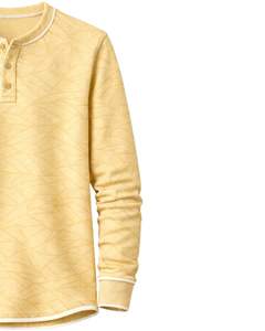 Sudadera Henley para Hombre, Color Amarillo Mostaza, Estampado Geométrico, Manga Larga, Felpa Francesa, Corte Regular, Informal, para Invierno - Product Image 4