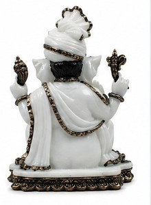 White Marble Ganesha <b>Statue</b> Polished <b>Religious</b> Traditional Diwali Tabletop Figure Home Decor - Product Image 6