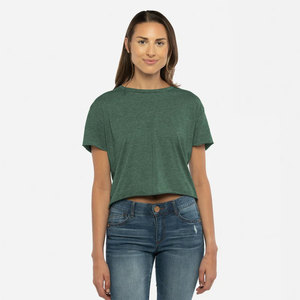 Women's Crop Top Short Sleeve O-Neck Solid Color Casual T-Shirt Breathable Jersey Fabric <b>Spring</b> Summer Wear - Product Image 4
