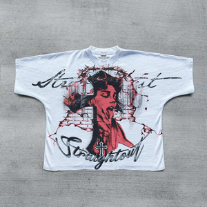 Camiseta Personalizada con Impresión DTG 2026, Estilo Urbano, Cuello Redondo, Manga Corta, Talla Grande para Hombre, 100% Algodón Grueso, MOQ Bajo, Color Personalizado - Product Image 2