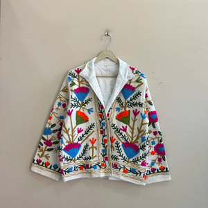 Chaqueta estilo bohemio indio de tela de algodón TNT Suzani para mujer, chaqueta transpirable - Product Image 1