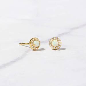 Boucles d'oreilles opale en argent sterling 925 plaqué or 14 carats, petites et délicates, pierre de naissance d'octobre, cadeau pour elle, femme - Product Image 5