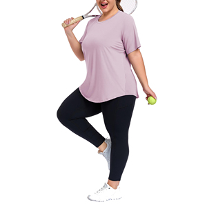 Camiseta Deportiva de Manga Corta para Mujer, Talla Grande, Corte Holgado, Fácil de Estirar, Ropa Deportiva para Gimnasio, Entrenamiento y Actividades - Product Image 4